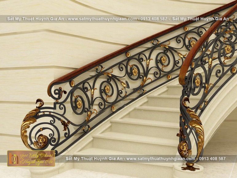Thay cho những hoa văn, họa tiết sắt rườm rà mẫu cầu thang sắt mỹ nghệ CT111 đã sử dụng tay vịn gỗ đơn giản cùng những chi tiết hiện đại và mới mẻ giúp tôn lên nét đẹp độc đáo cho không gian ngôi nhà